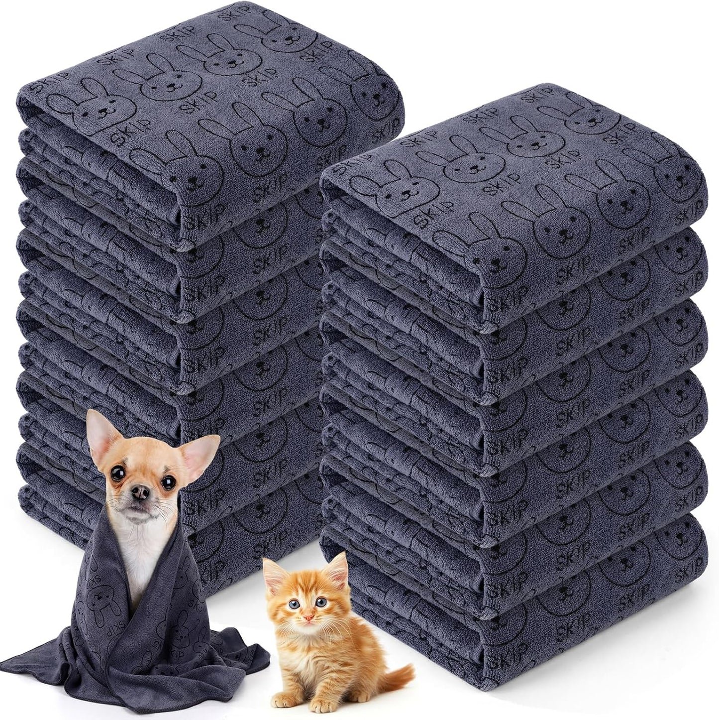 12 Toallas Microfibra para Mascotas 20x40pulg Absorbentes