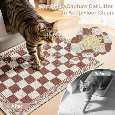 Tapete arena gatos 24x15pulg impermeable antideslizante beige
