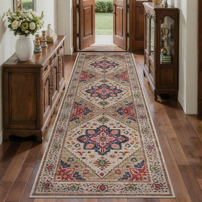 Alfombra pasillo 2.6x8ft antideslizante suave vintage