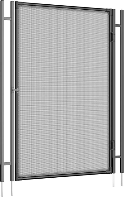 Puerta valla piscina 4x2.5ft marco acero aluminio negro