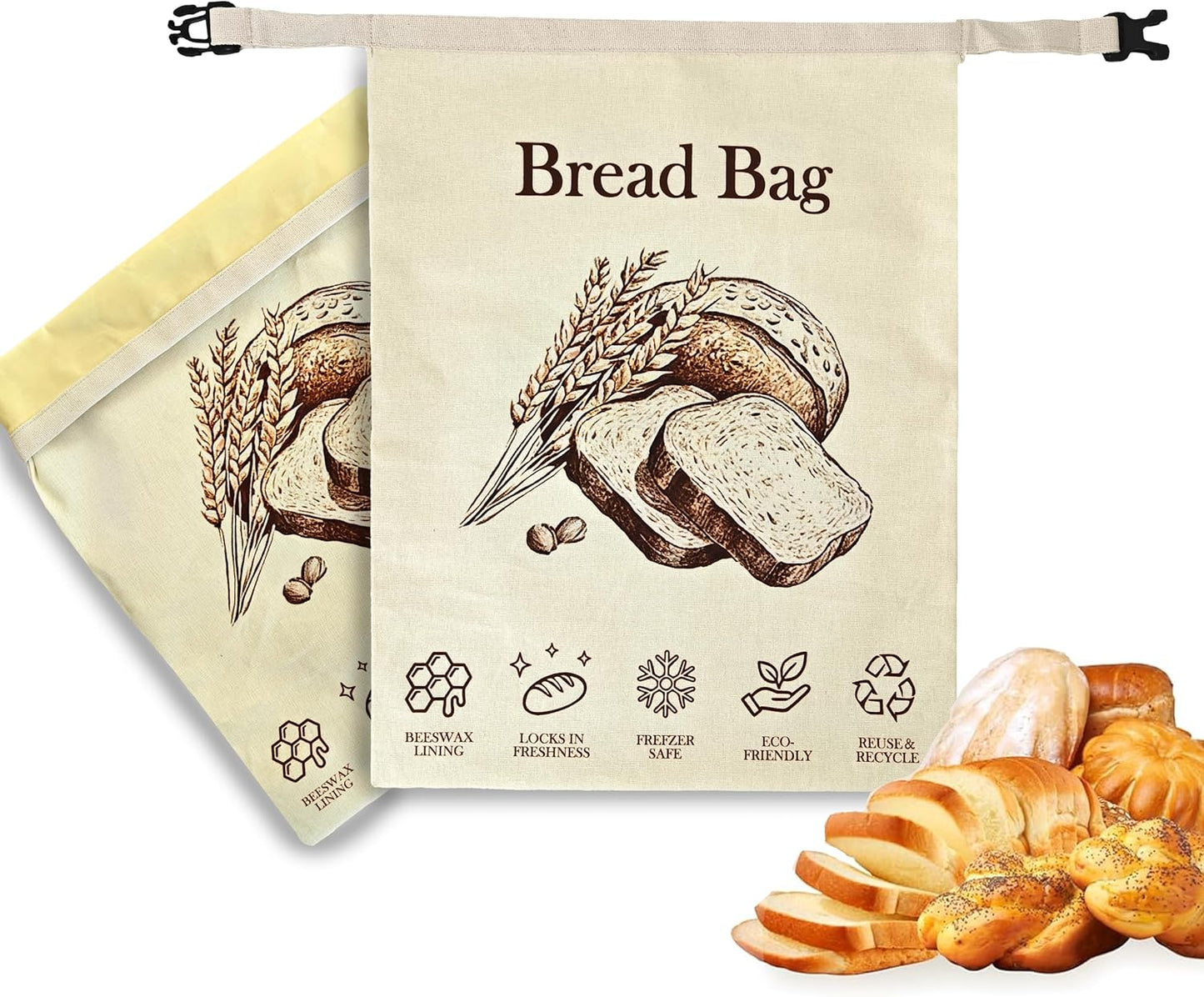 Bolsa de pan con cera de abejas 17 x 13 pulgadas ecológica reutilizable