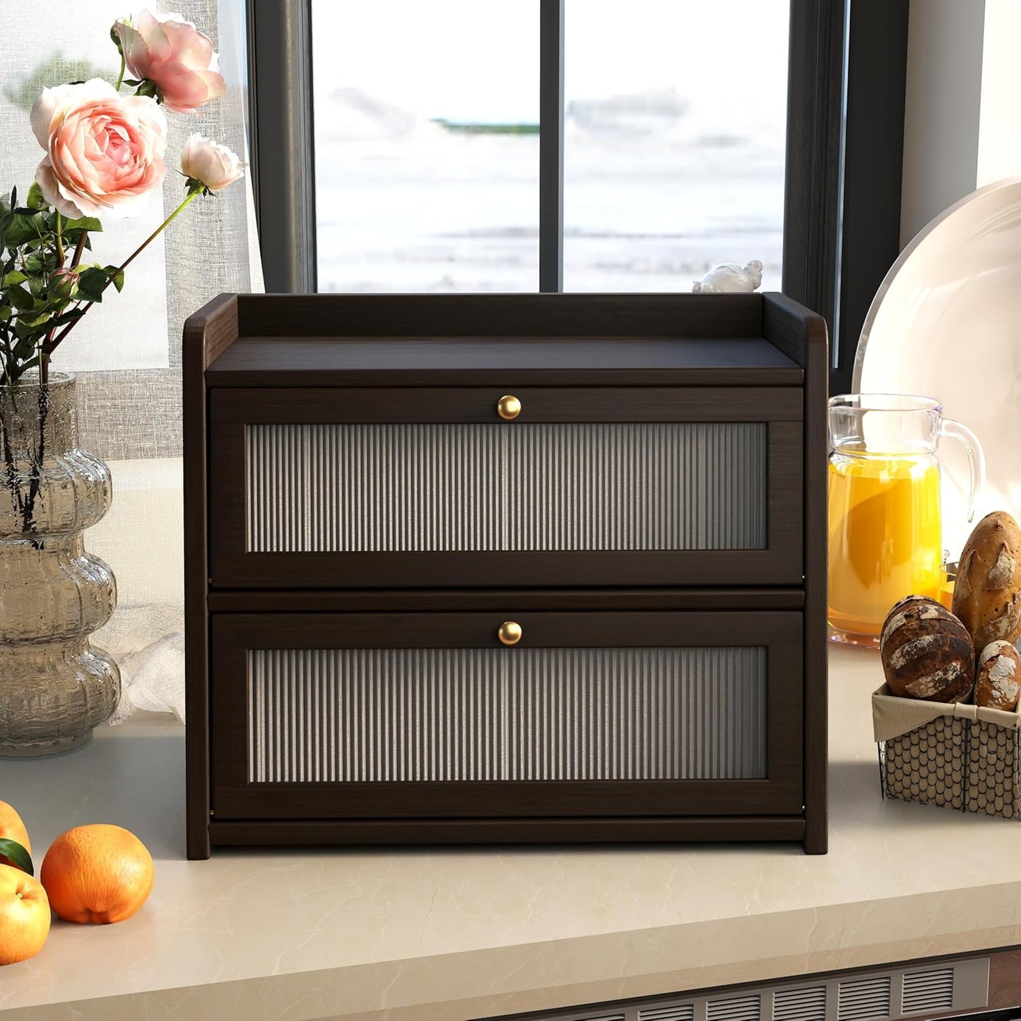 Panera de 2 capas para encimera de cocina en color negro