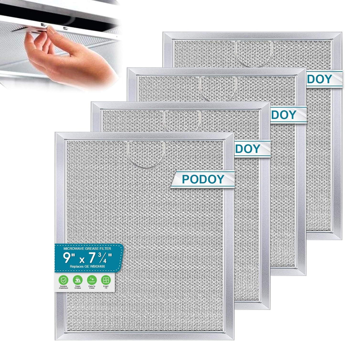 Filtro grasa microondas comp GE 9x7.75pulg paq 4