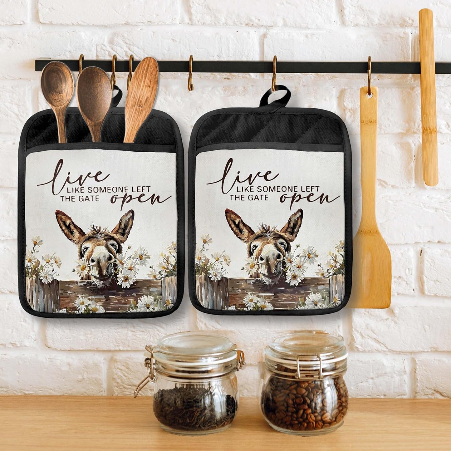 Soportes para ollas de burro con bolsillos para hornear y cocinar