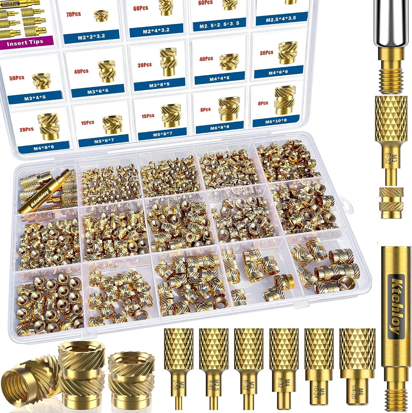Set 513 Insertos Roscados Métricos M2-M6 Para Plástico 3D
