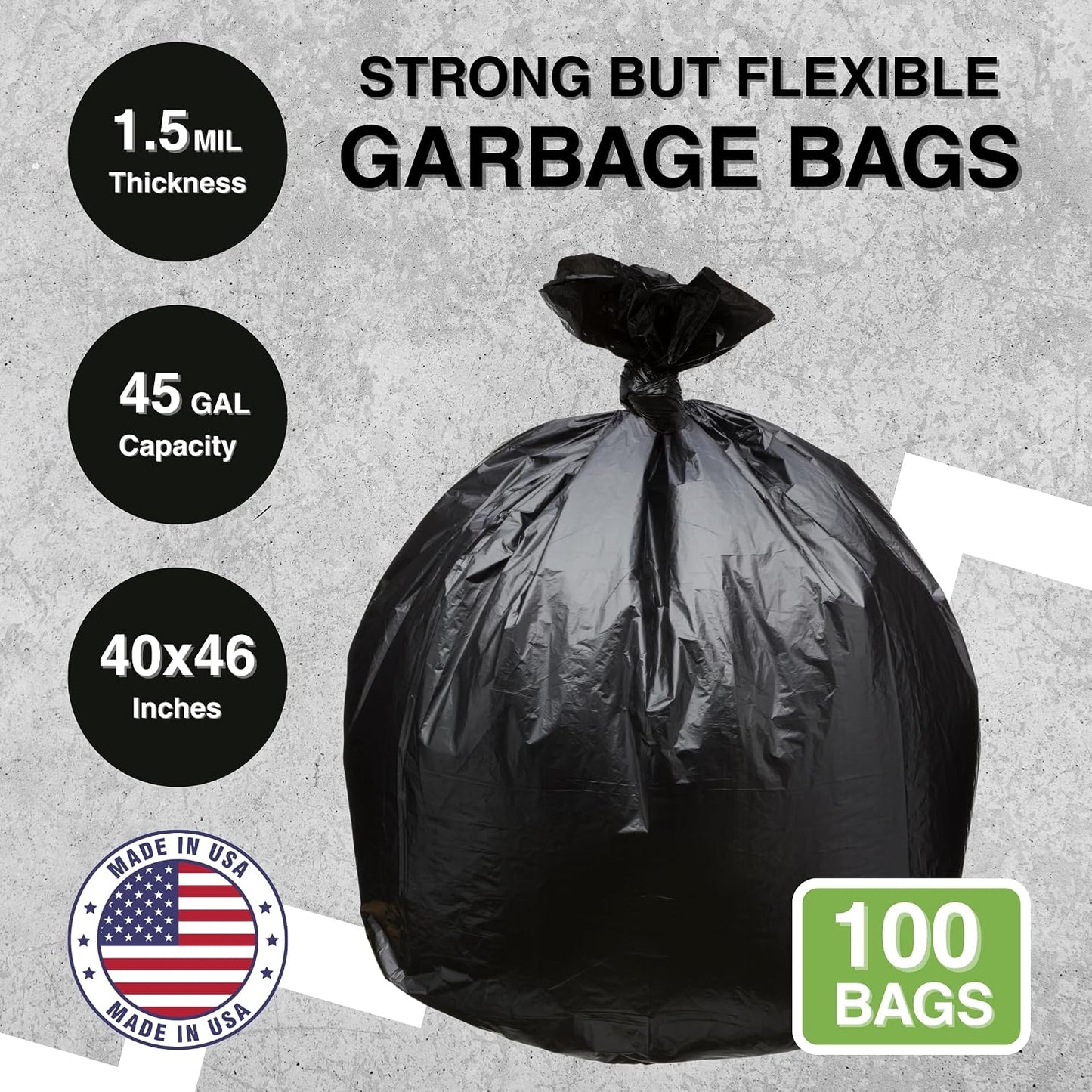 Bolsas de basura 45 galones 40x46 negras 100uds