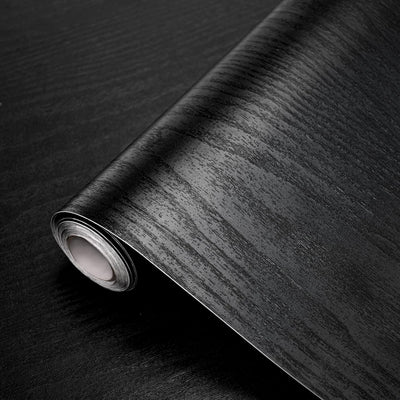 Papel tapiz madera negra impermeable autoadhesivo 197x17.7pulg