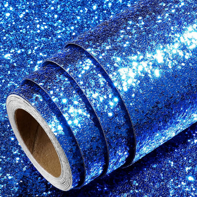 Papel tapiz azul purpurina gruesa para manualidades y decoración