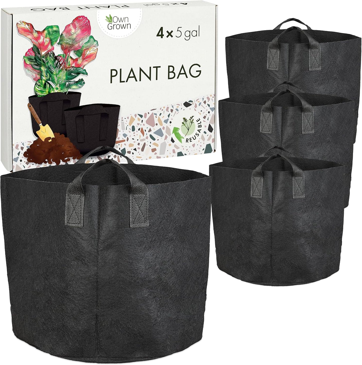 Bolsas cultivo 4x5gal para plantas balcón jardín permeables