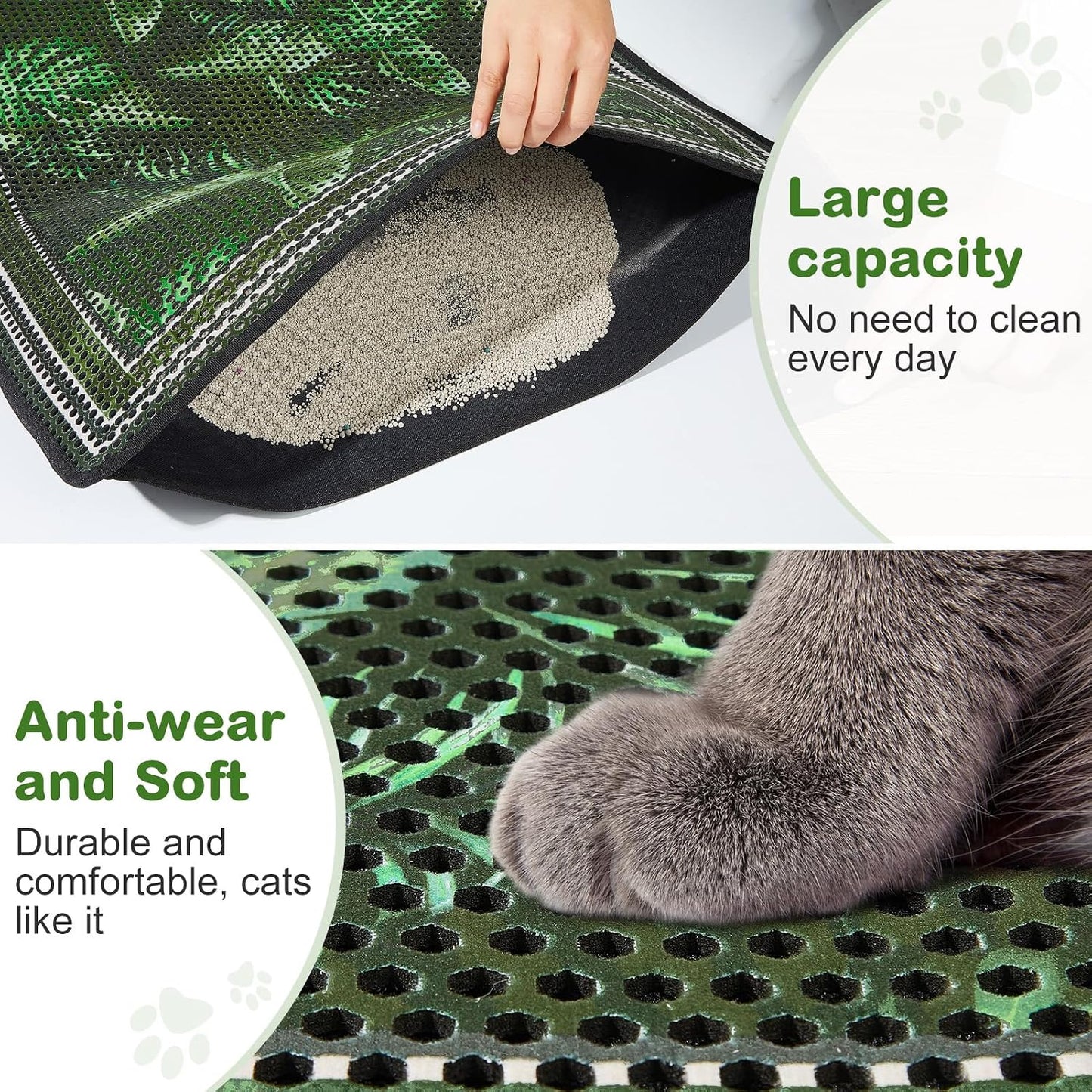 Alfombrilla arena gato doble capa 30x24 verde oliva