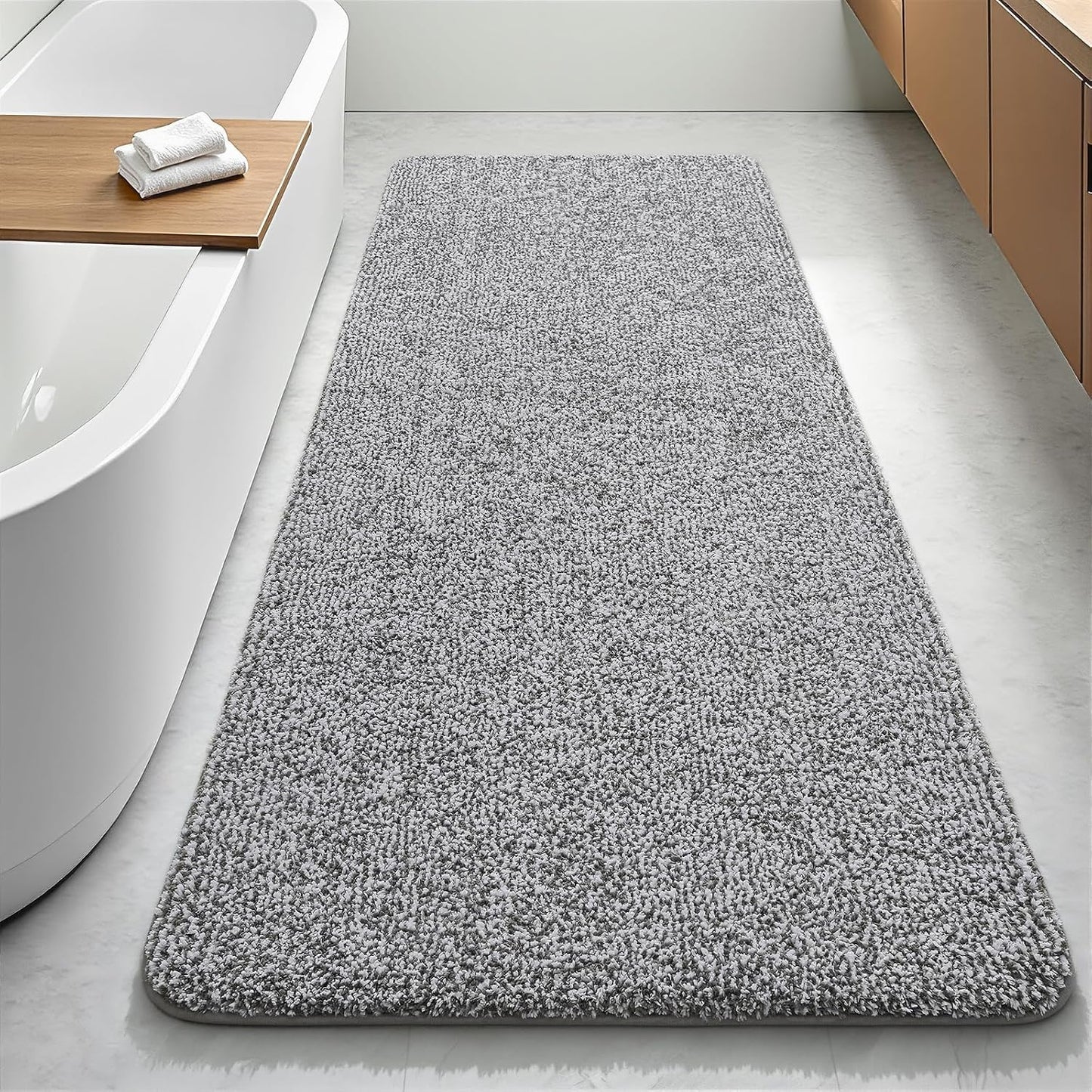 Alfombra baño 24x60pulg antideslizante microfibra gris