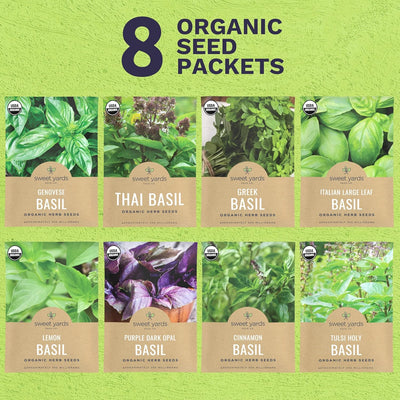 Paquete 8 semillas albahaca orgánica variedad para plantar
