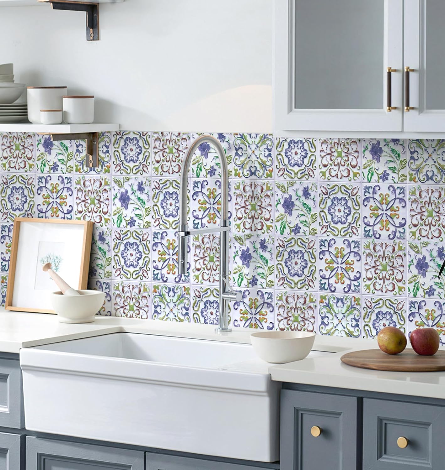 Papel tapiz autoadhesivo impermeable 17x118pulg azulejos cocina