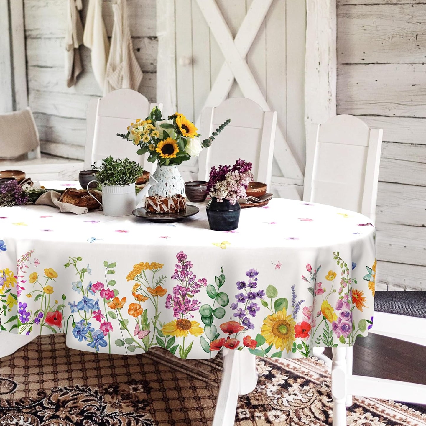 Mantel floral ovalado primaveral 60x84 pulgadas