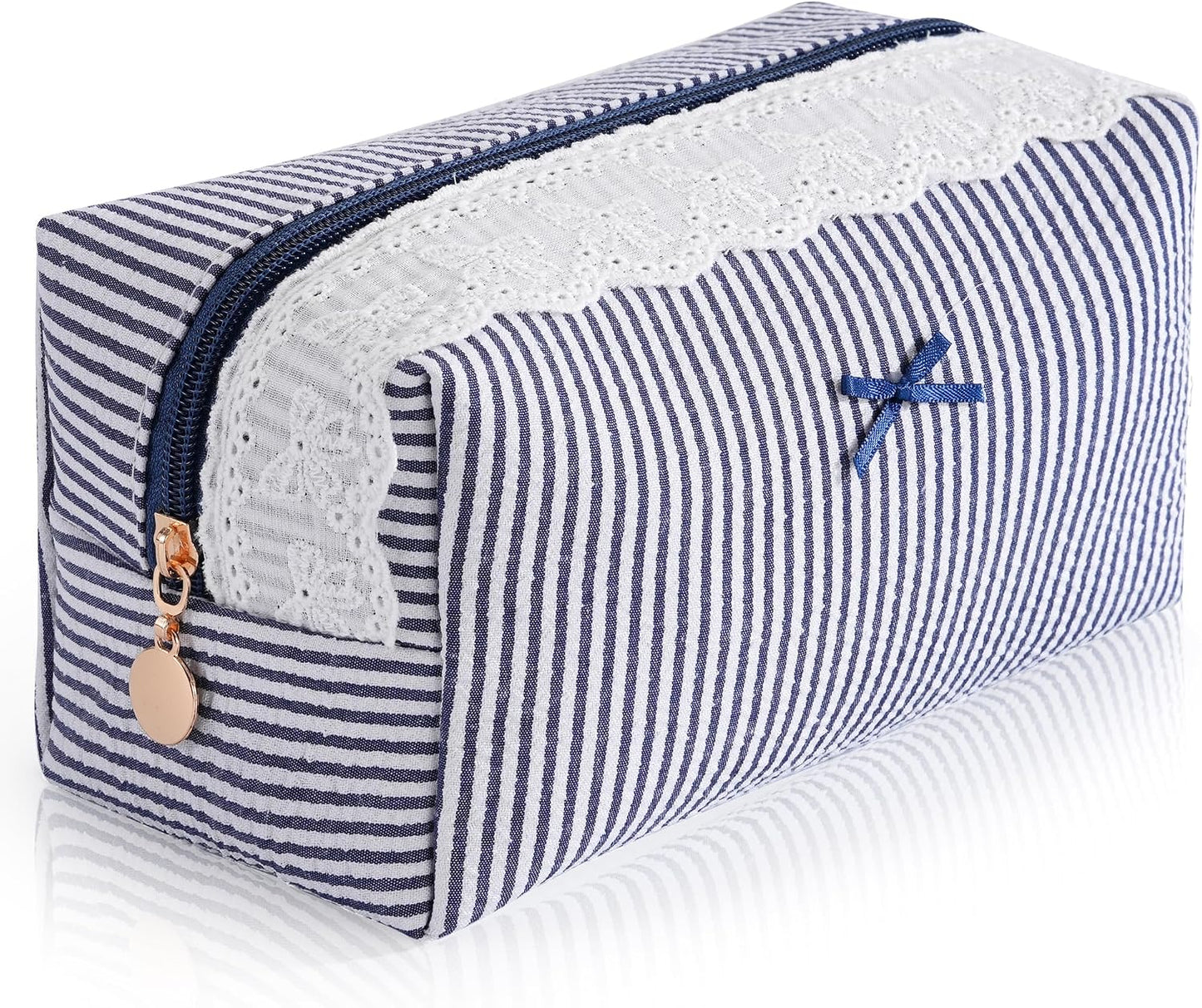 Bolsa maquillaje acolchada azul marino