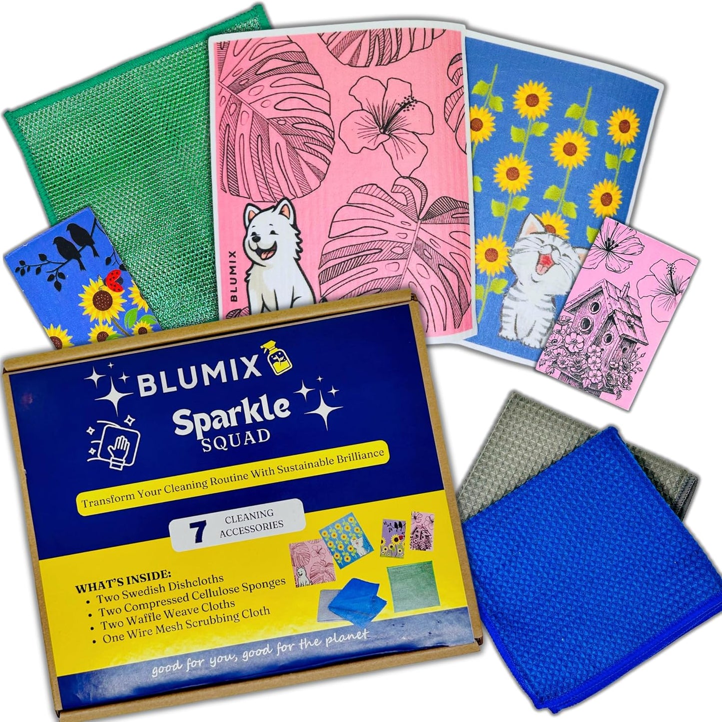 Set 7 paños limpieza ecológicos reutilizables