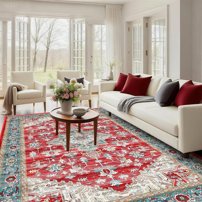 Alfombra lavable 5x7ft resistente manchas bohemia