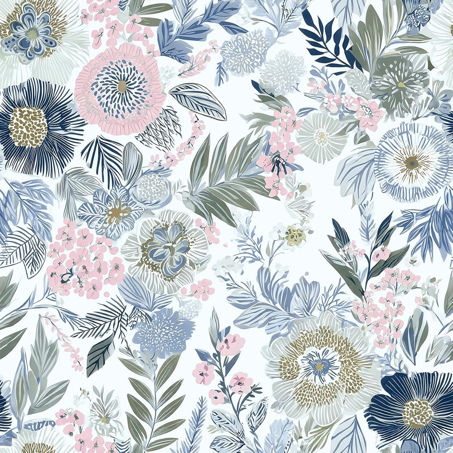 Papel tapiz floral autoadhesivo 16.9x118.1pulg