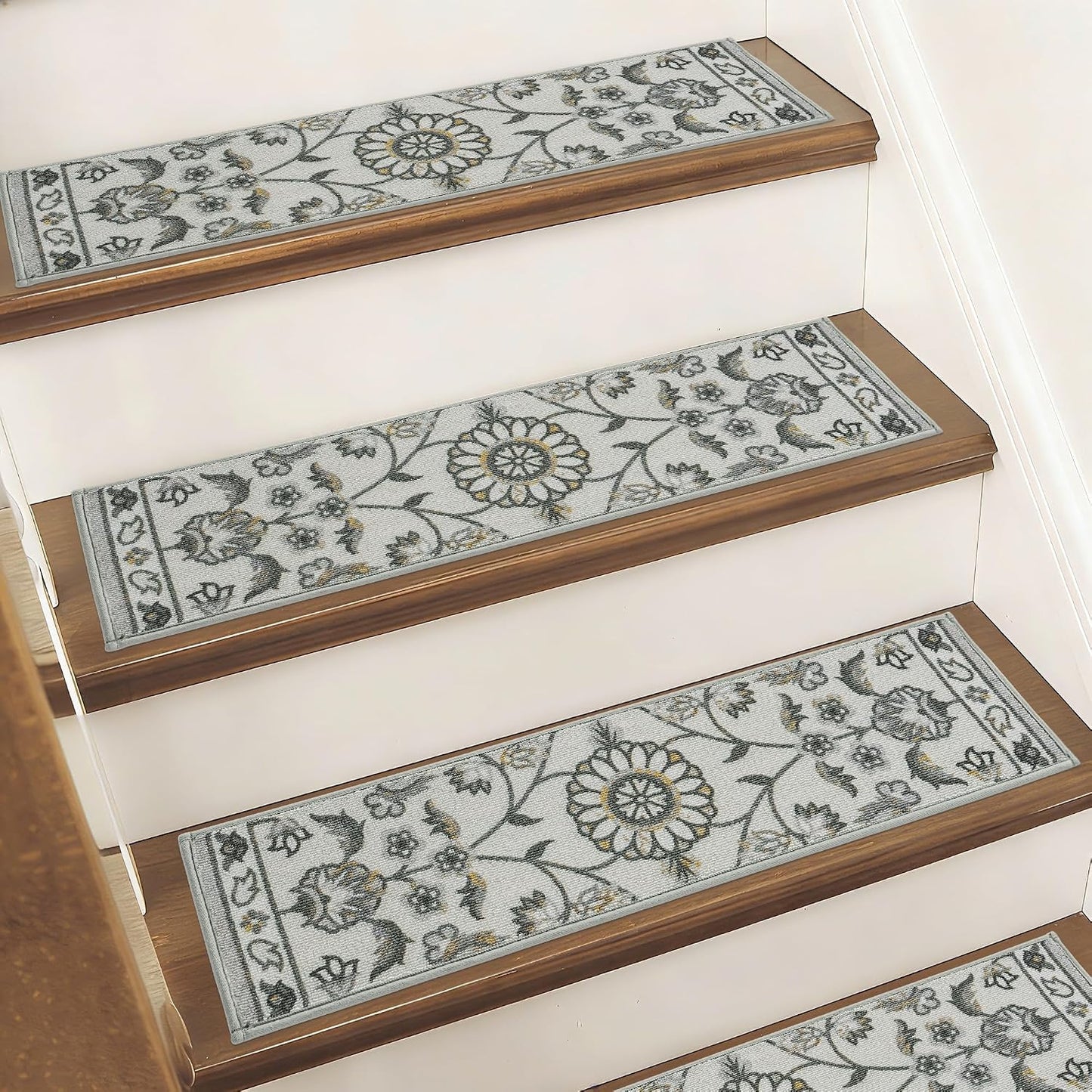 Alfombras escalera antideslizantes 8x30pulg suaves 15uds gris