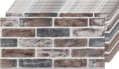 Paneles pared 3D ladrillo gris autoadhesivo 26x13pulg