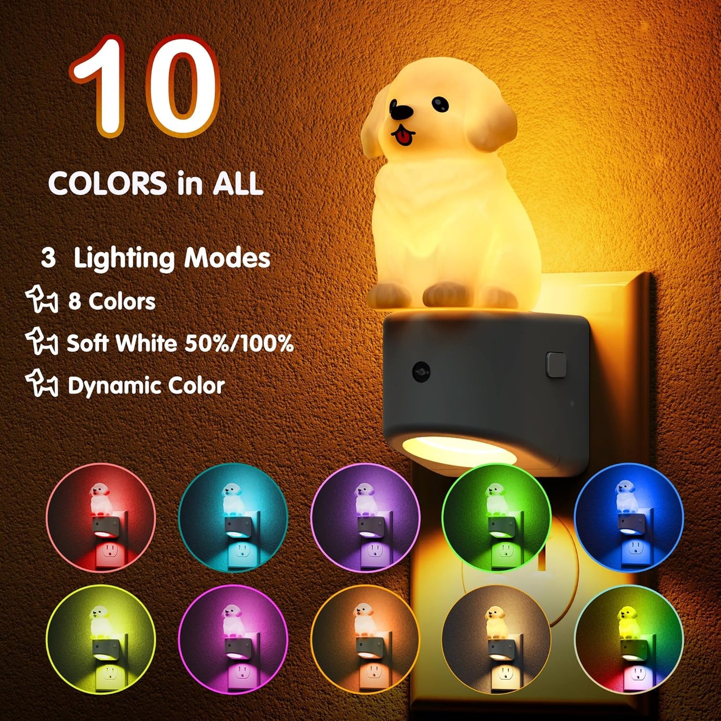 Luz Nocturna para Perros 3D Golden Retriever Sensor Amanecer