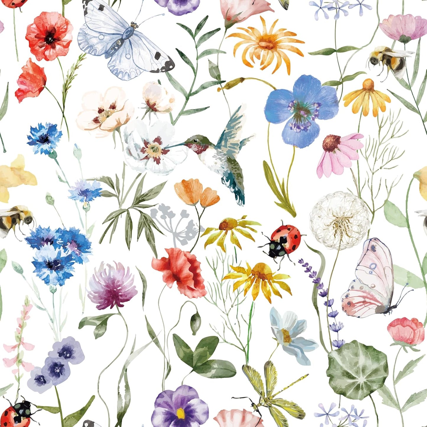 Papel tapiz floral botánico autoadhesivo extraíble para dormitorio