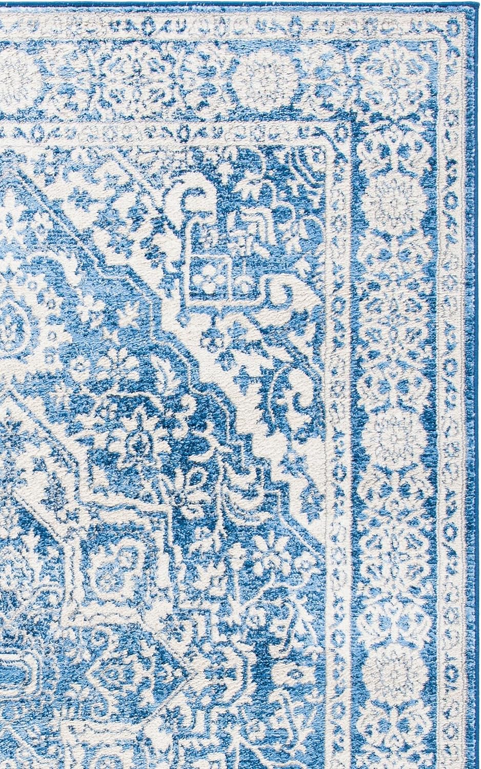 Alfombra pasillo 2ft6x22ft marfil y azul marino no pelusa