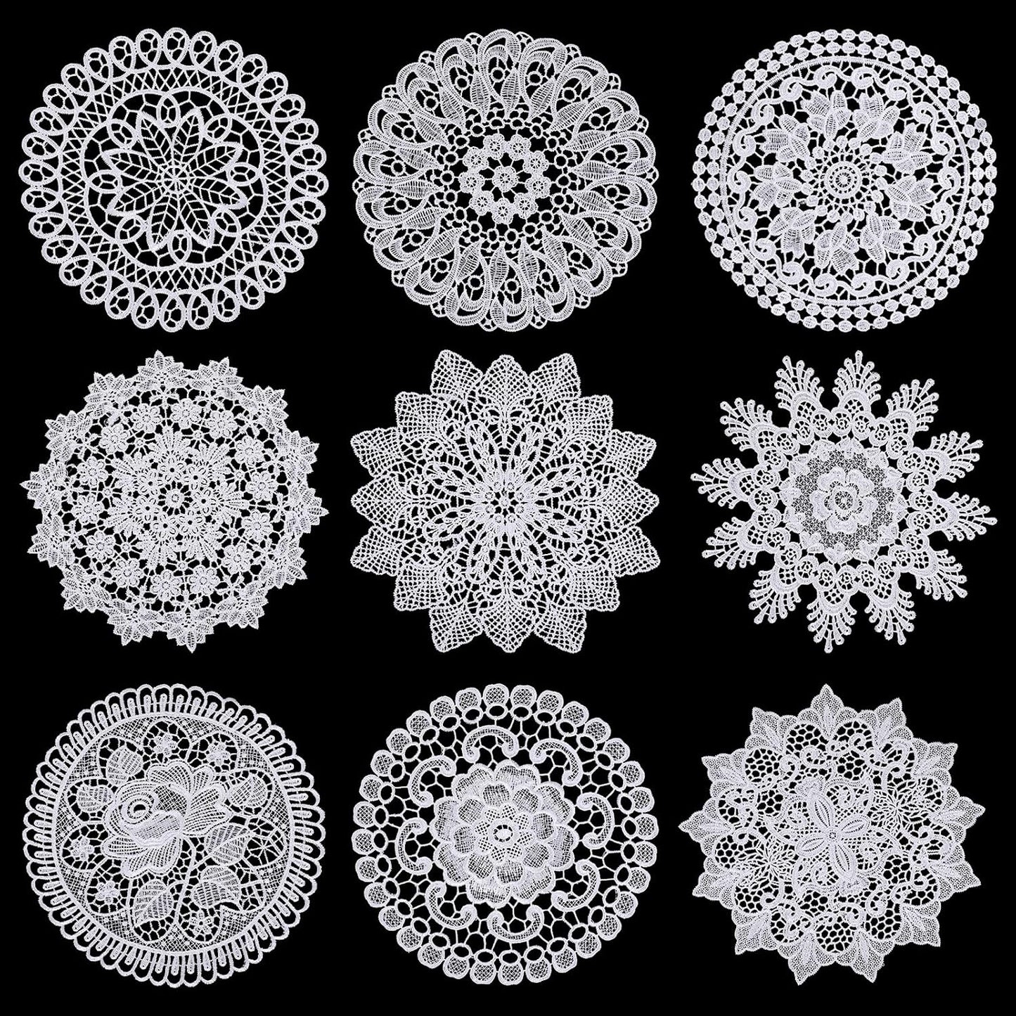 Doilies de encaje vintage para mesas, 9 piezas redondas de 7.8 pulgadas