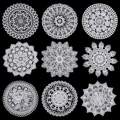 Doilies de encaje vintage para mesas, 9 piezas redondas de 7.8 pulgadas