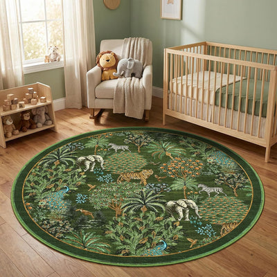 Alfombra redonda selva antideslizante para niños dormitorio entrada
