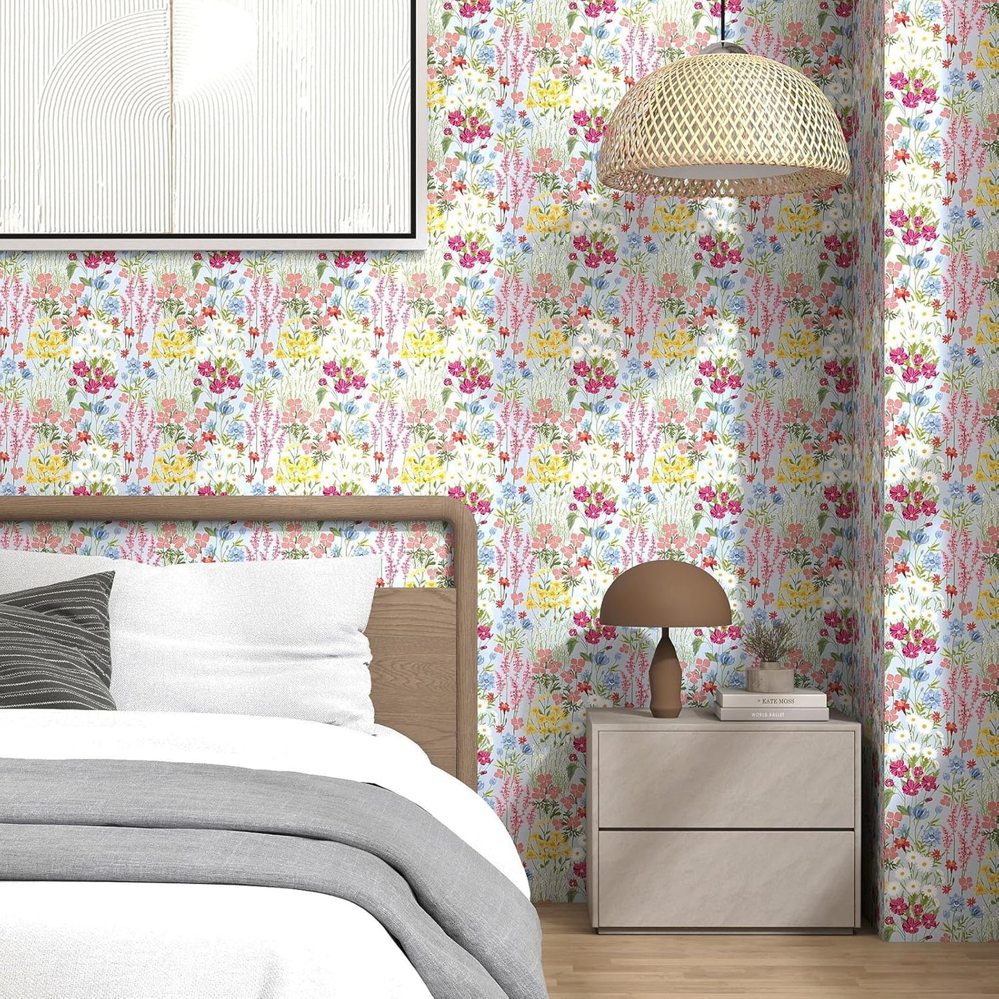Papel tapiz floral autoadhesivo extraíble para dormitorio