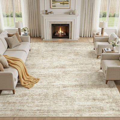 Alfombras sala 8x10ft lavables antideslizante modernas beige/marrón