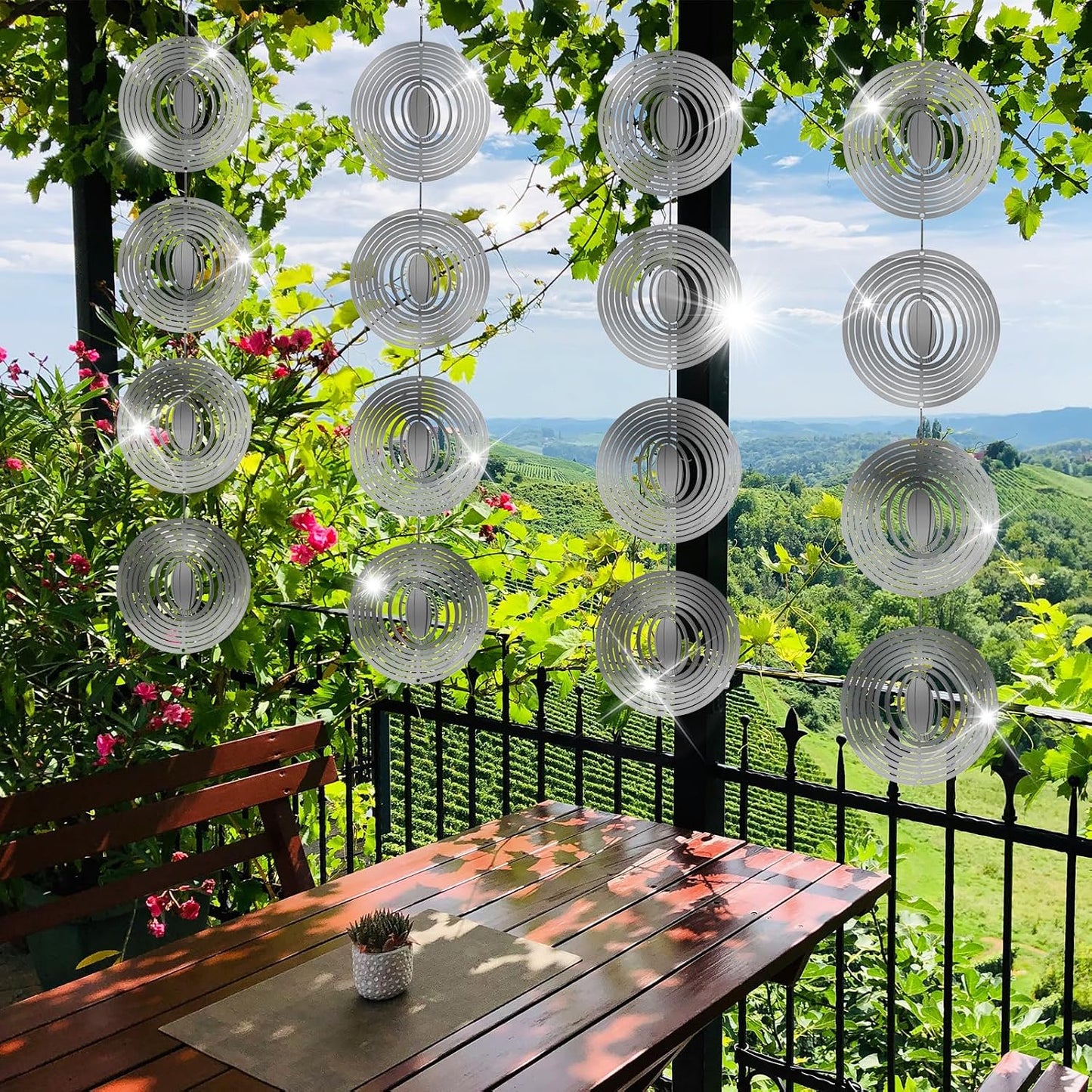 Disuasorios pájaros acero inox patio exterior reflectantes 3D