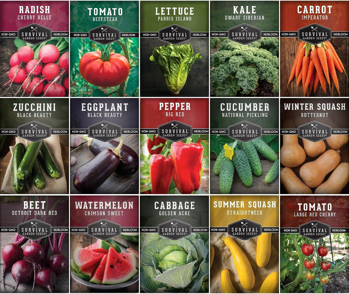 Bóveda semillas jardín 15uds Heirloom sin OMG