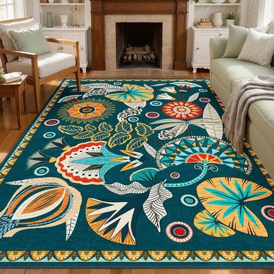 Alfombra egipcia bohemio floral 6x9ft sala dormitorio antiderrap