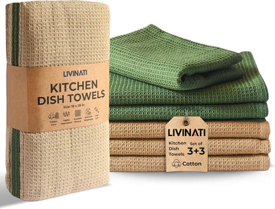 Toallas de cocina de algodón absorbentes juego de 3 18x28 pulgadas sin pelusa