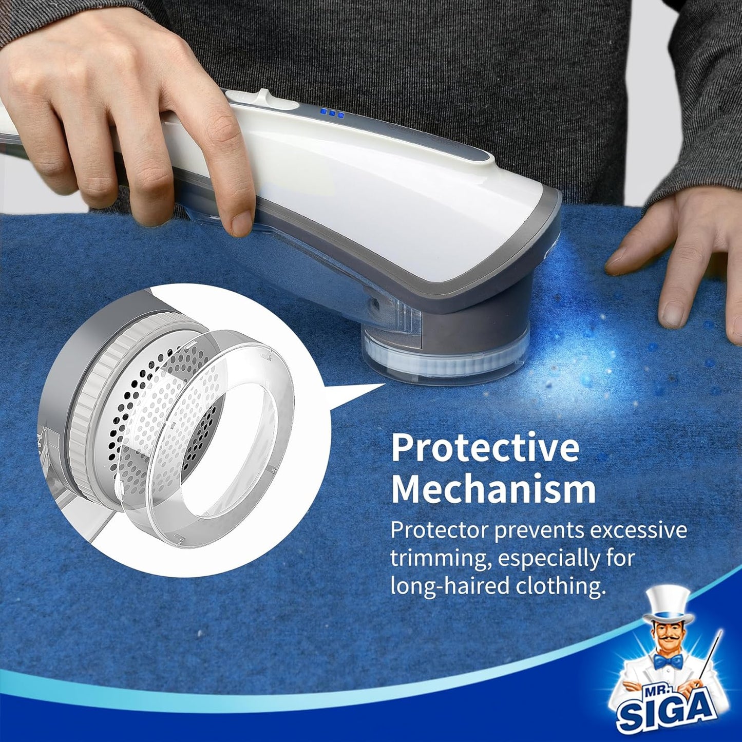 Afeitadora tela 2 vel. luces LED 6 hojas crema/gris