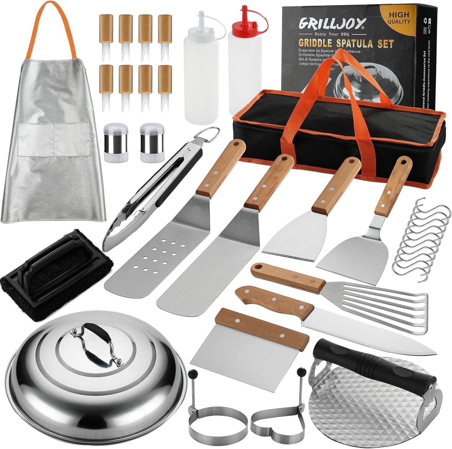 Set 37 Pzas Herramientas Plancha Acero Inox Teppanyaki