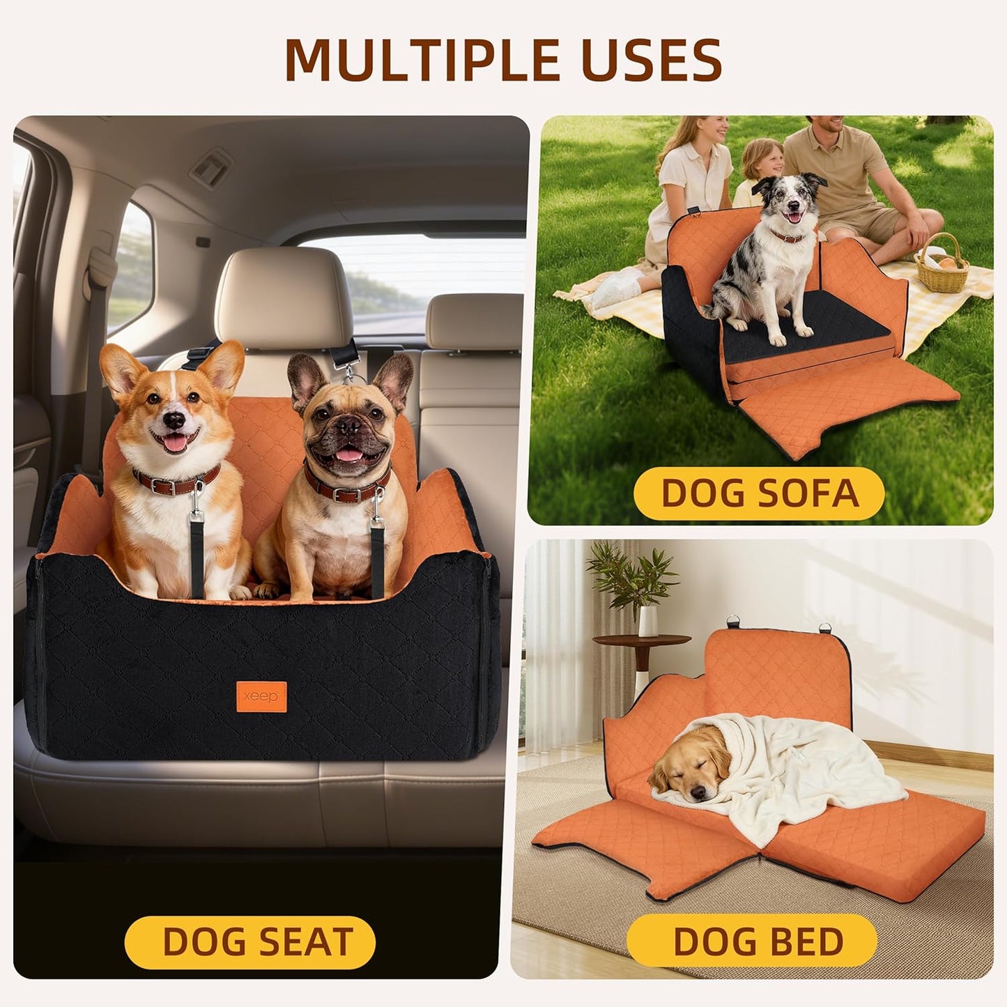 Asiento elevador perro mediano 60lb cojín viscoelástica lavable
