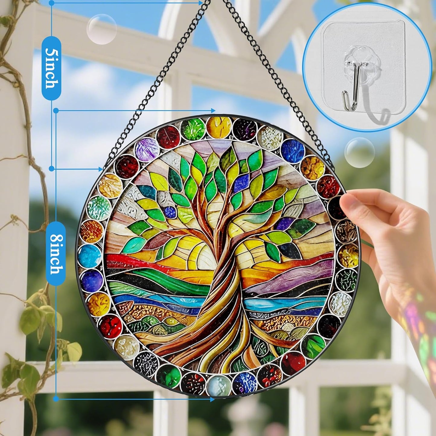 Atrapasoles colgante árbol vida 8pulg decoración ventanas