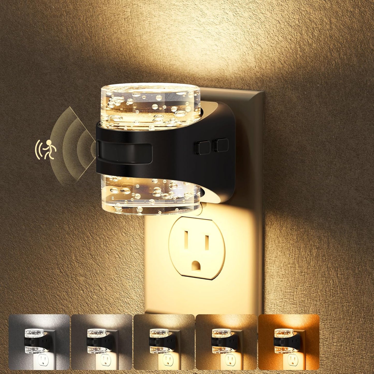Luz Nocturna LED Regulable con Sensor 2en1 Burbuja