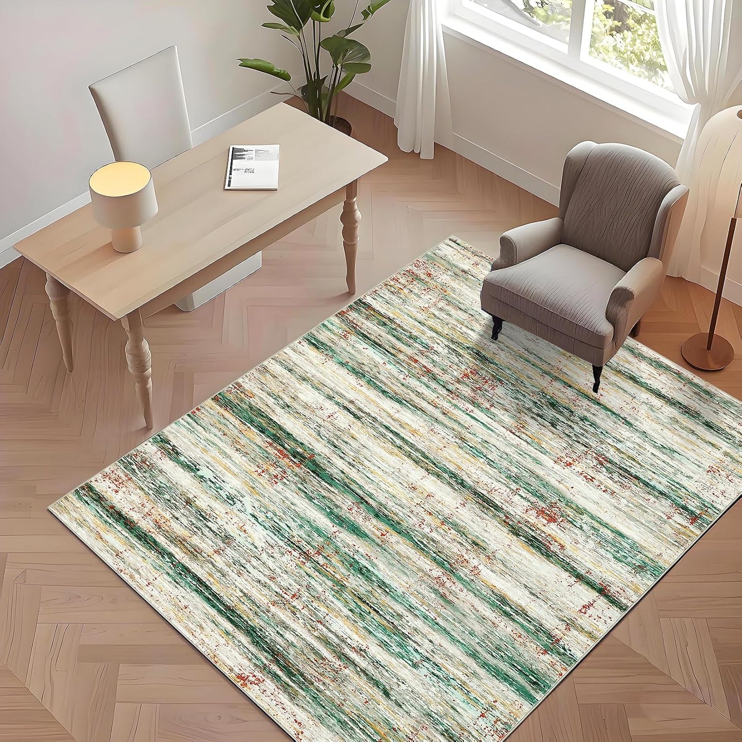 Alfombra lavable 10x13ft abstracta antideslizante dormitorio