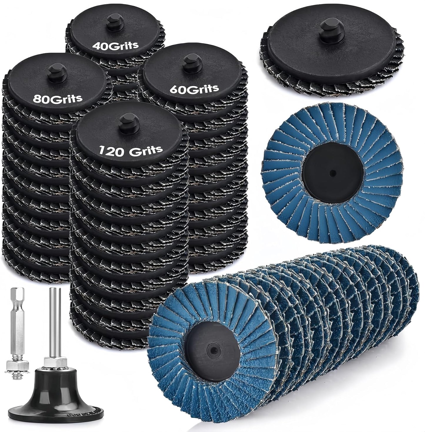 Disco solapa 2pulg set ruedas bloqueo 72pzas grano 40-120