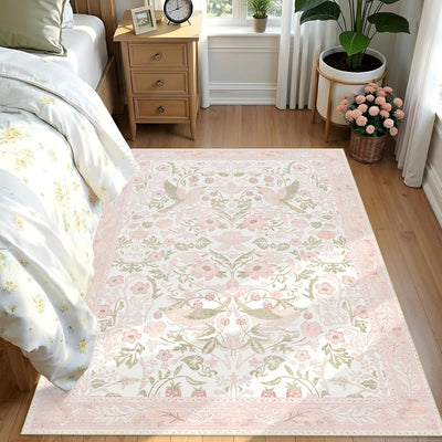 Alfombra estilo bohemio 5x7ft antideslizante sala y dormitorio
