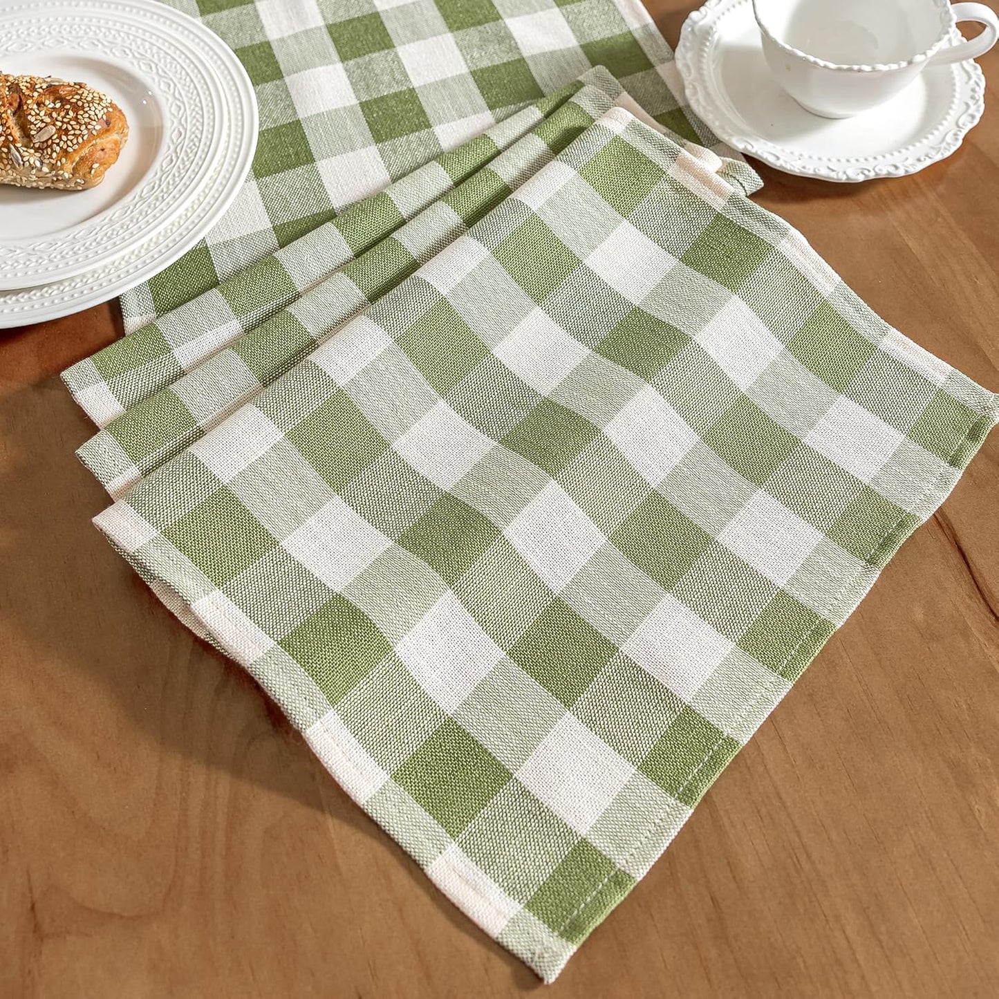 Table runner gingham algodón lino estampado cuadros para fiestas decoración hogar comedor