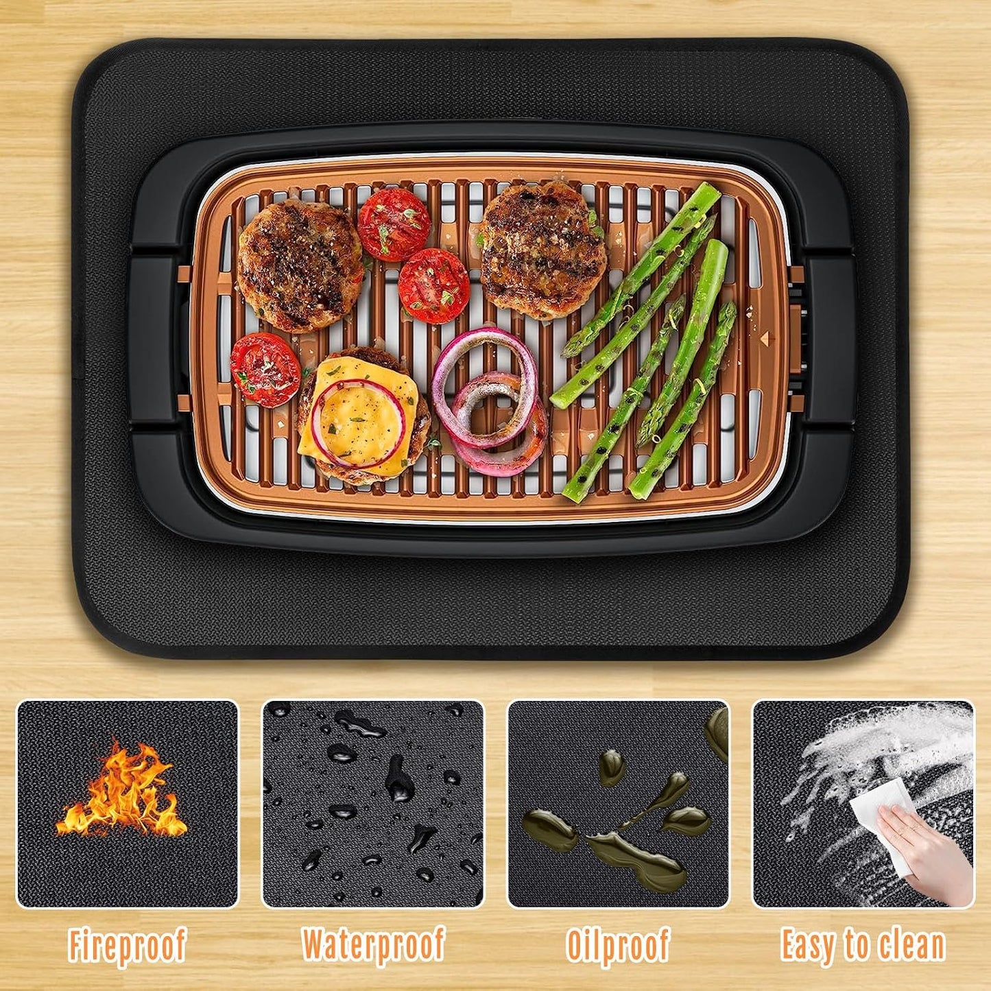 Tapete para parrilla 24x18pulg 4 capas resistente calor