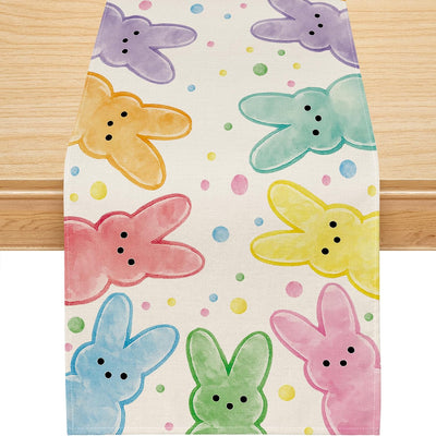 Camino de mesa Pascua colorido conejito feliz 13 x 120 pulgadas