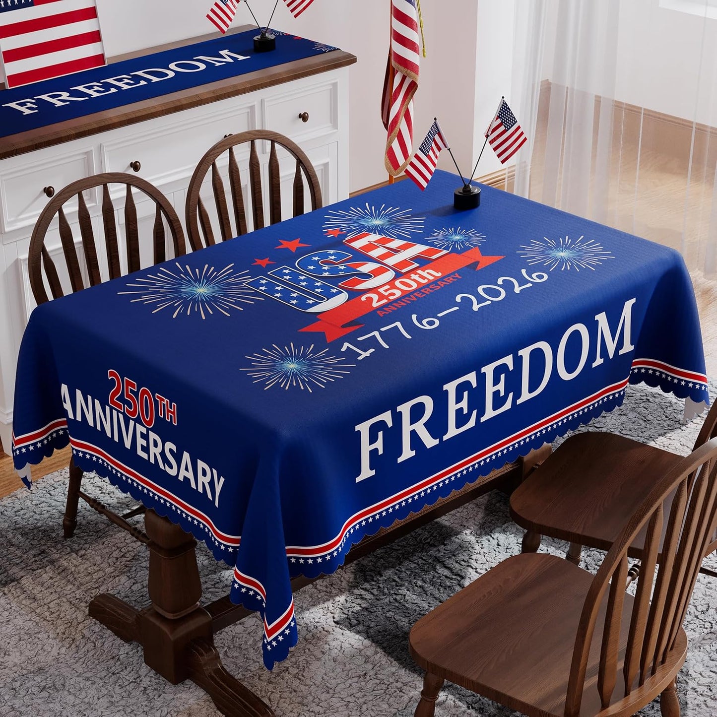 Mantel rectangular 250 aniversario Estados Unidos 60 x 84 pulgadas