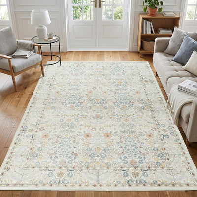 Alfombra vintage pelo corto antideslizante sala comedor