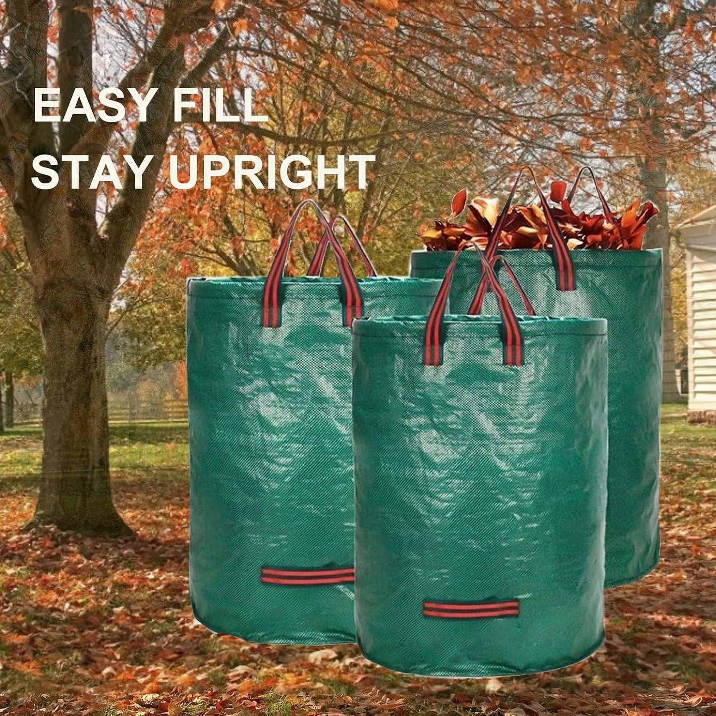 Bolsa basura jardín 72gal reutilizable con asas 3 pzas